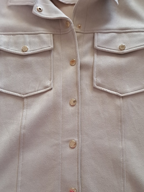 Marc New York Beige Suede Long Shirt Jacket With Button-Front Size XS - Picture 11 of 12